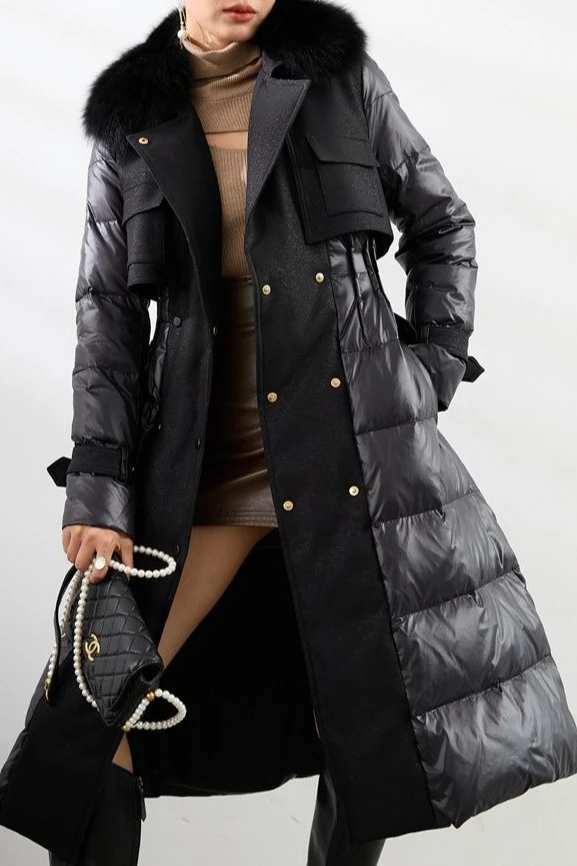 2026 Winter European Fashion Women's Down Jacket Slim Fit High Street Fox Fur Jacket