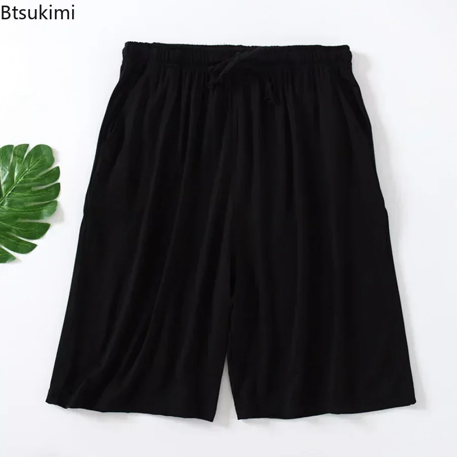 Zomer Nieuwe Heren Solid Casual Pyjama Shorts Mode Eenvoudige Modale Katoenen Slaapbodems Mannen Zachte Strand Korte Broek Plus Size8XL