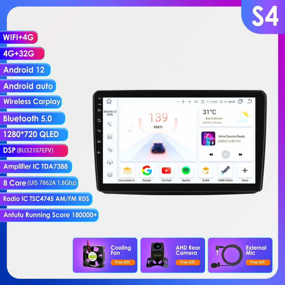 8G 128G Android 14 autoradio voor Fiat Panda 169 2003 - 2012 Intelligent systeem Carplay auto multimediaspeler GPS 4G 7862