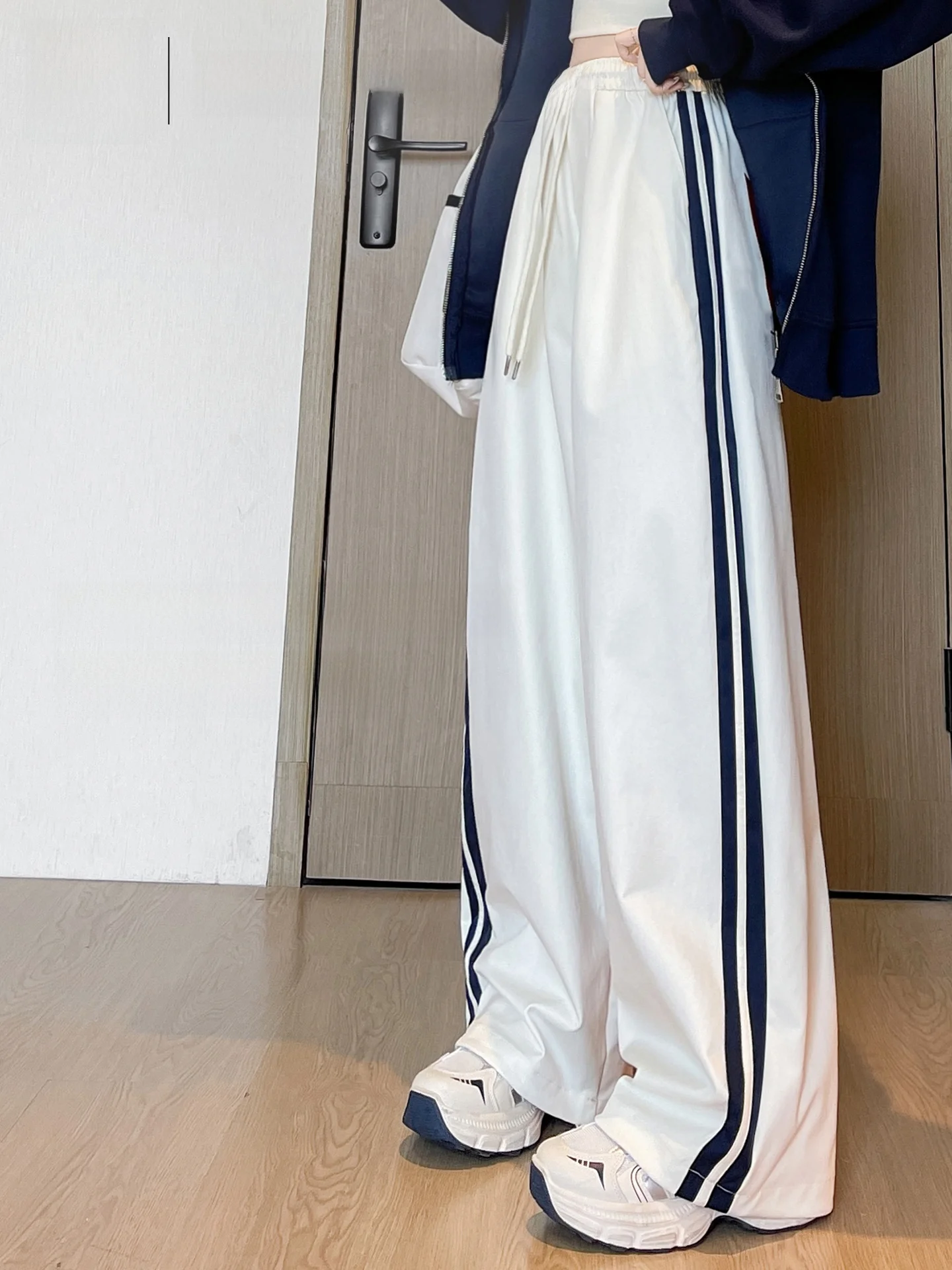 

Белые повседневные брюки, женские летние тонкие прямые брюки свободного покроя, спортивные широкие брюки, повседневные брюки для работы Qui Dry