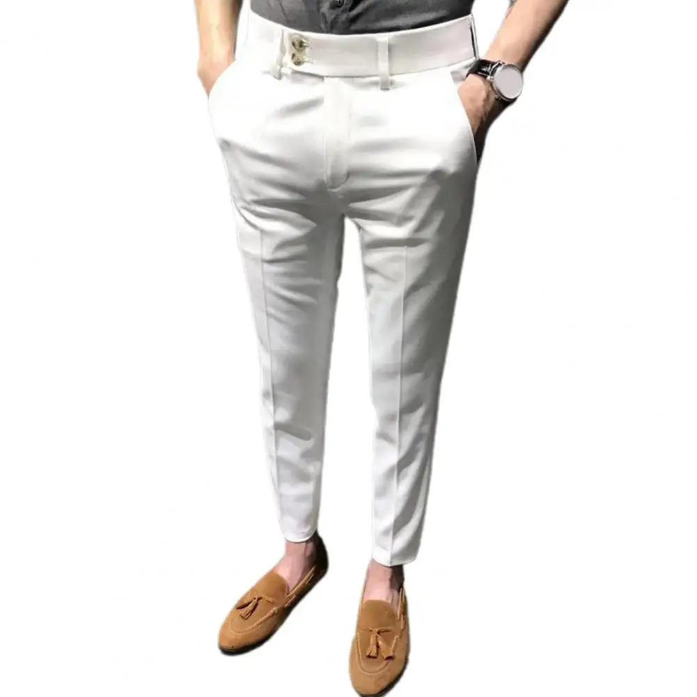 

Men Ninth Pants Office Slim Fit Men Trousers Straight Pattern Trousers pantalones hombre