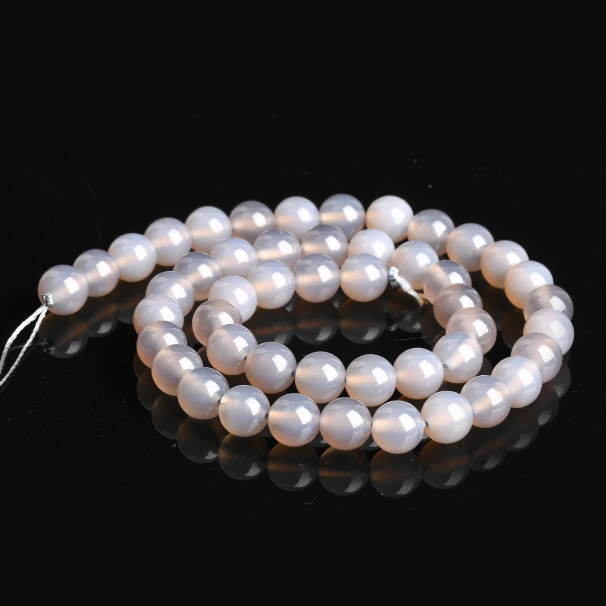 1 ستراند الحجر الطبيعي رمادي العقيق حبة مستديرة فاصل فضفاض الجزع حبة لصنع المجوهرات سوار ذاتي الصنع إكسسوارات عقد #4