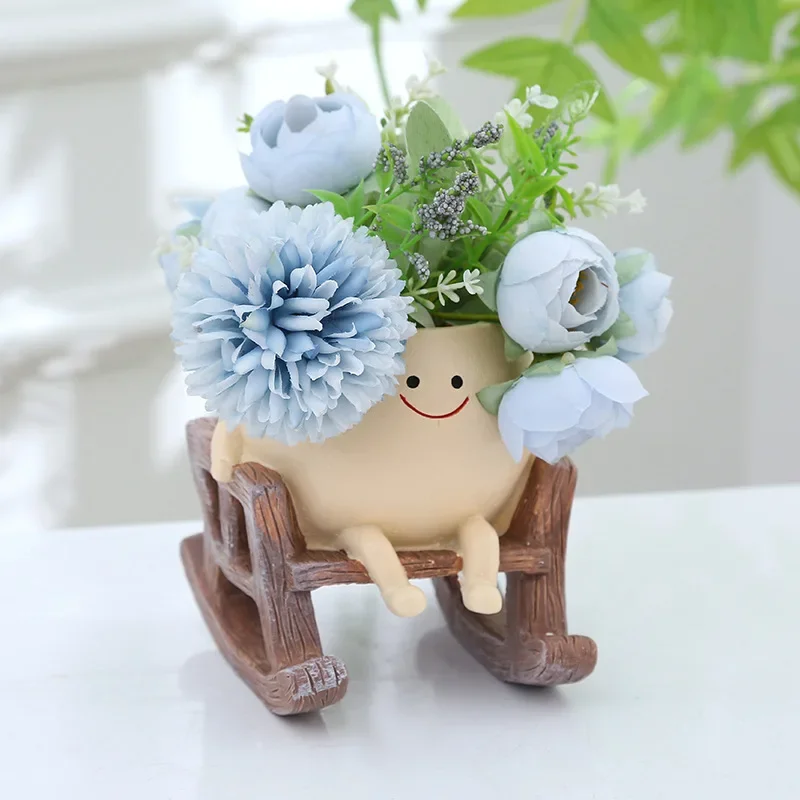 Lovely Swing Face Planter Pot Plant Hanger Baskets Succulent Resin Flower Pots Balcony Garden Wall Hanging Planter Home Decor