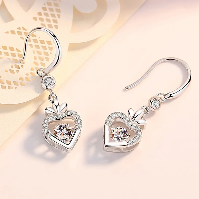 

Изысканные серьги-капли из стерлингового серебра 925 пробы в форме сердца с кубическим цирконием и кристаллами для женщин и девочек, модные ювелирные изделия для свадебной вечеринки, подарки