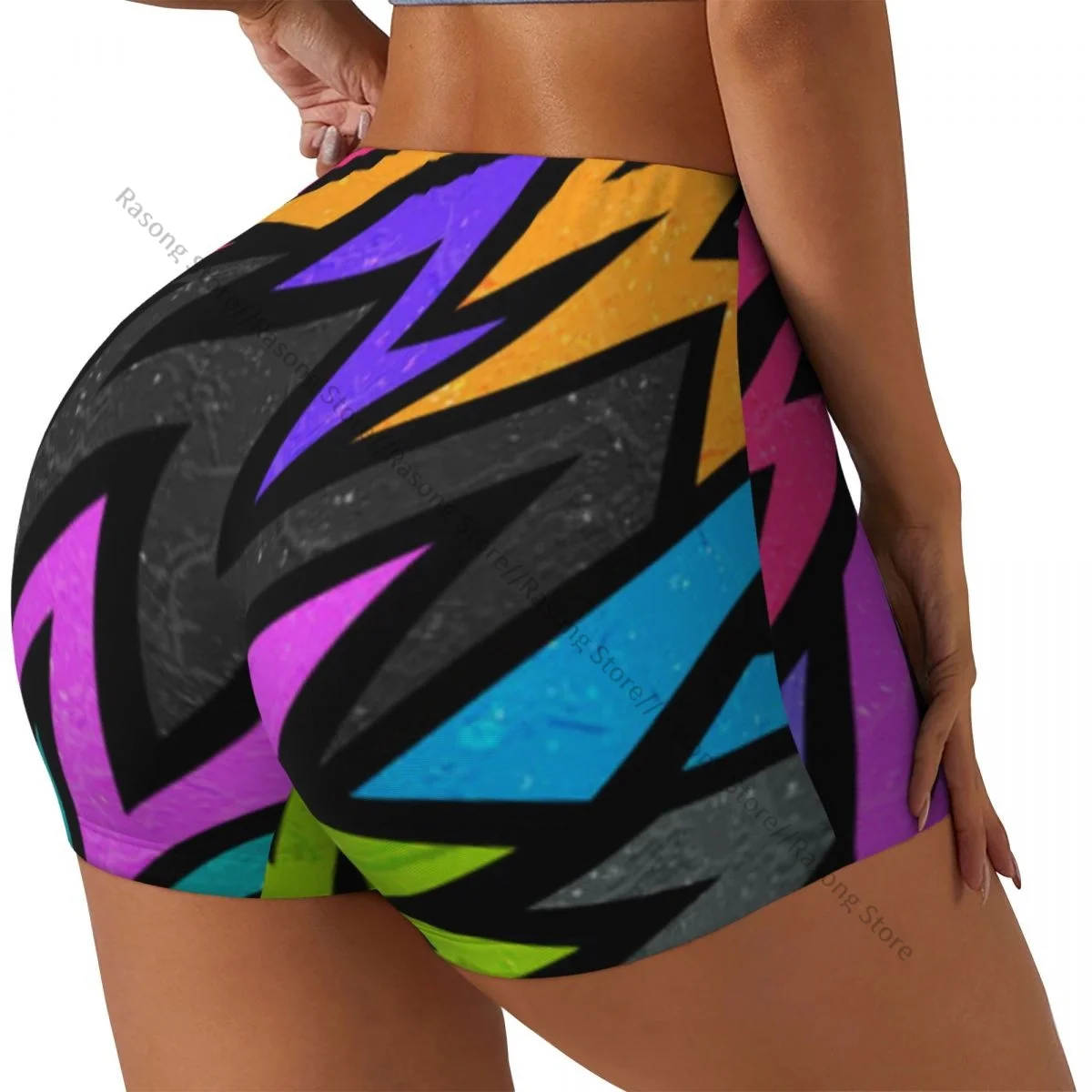 Sexy tight hip sports shorts Grunge Geometric Print fitness women's comfortable yoga shorts