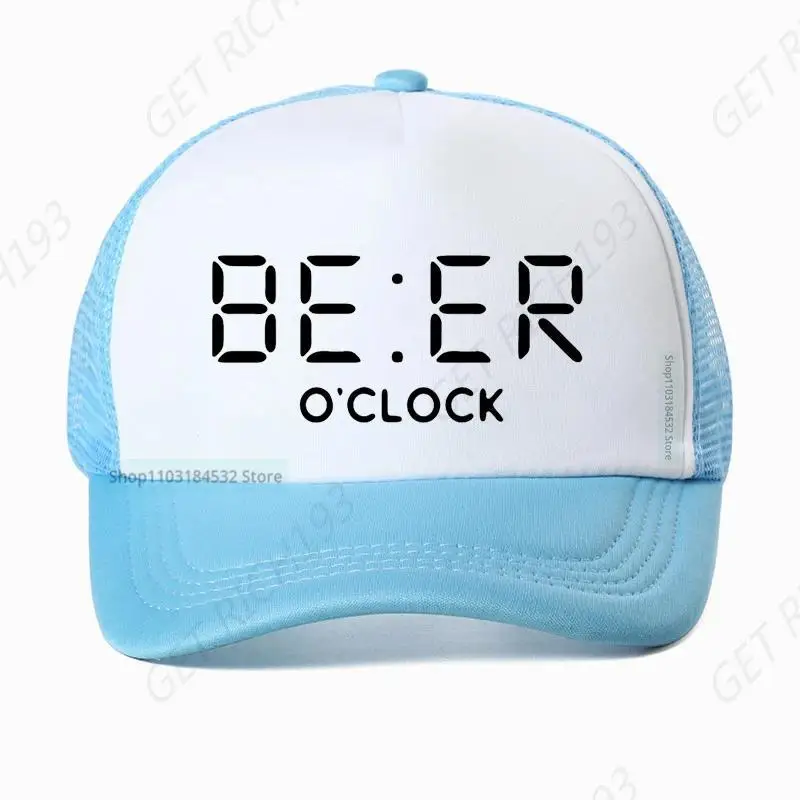 Funny Beer Oclock Print Men Dad Hat Cool Summer Man Women Adjustable Mesh Breathable Trucker Hats Casquette Baseball Cap