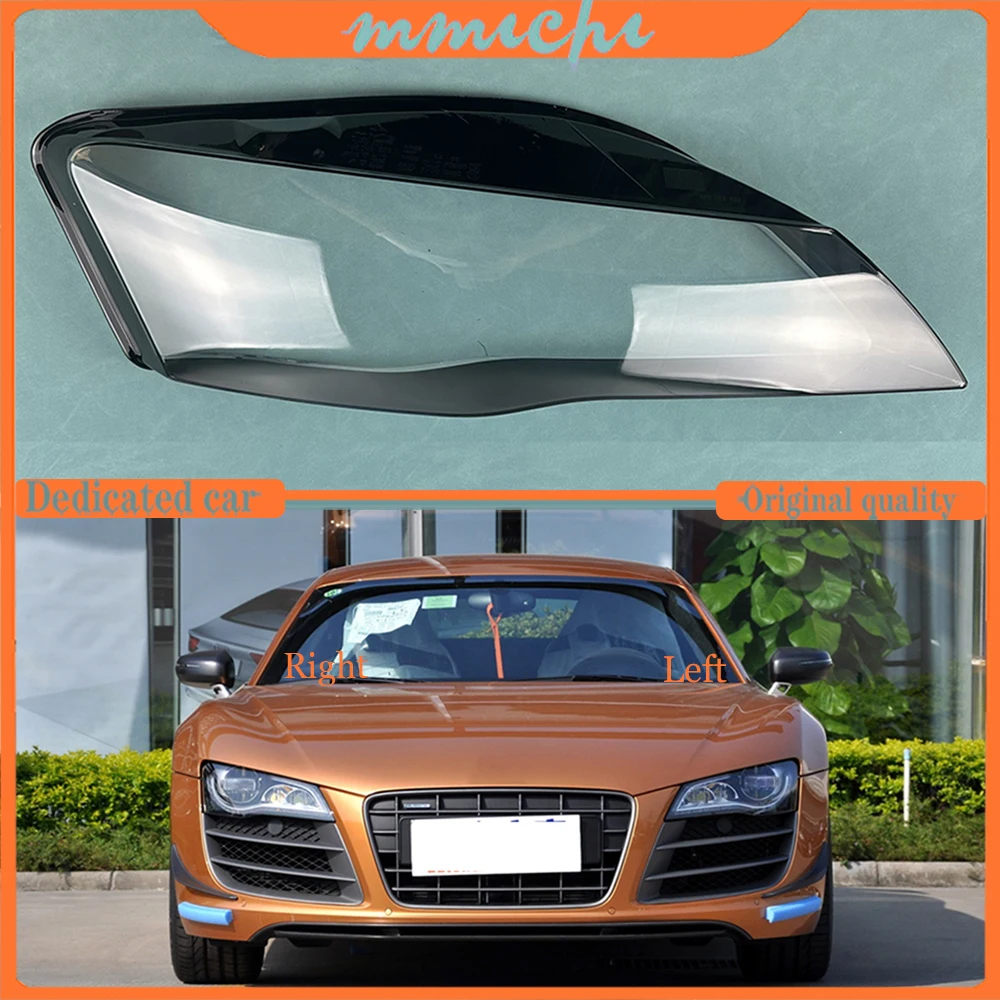 For Audi R8 2007-2015 Car Lens Glass Light Lamp Headlamp Shell Auto Transparent Lampshade Case Lampcover Headlight Cover