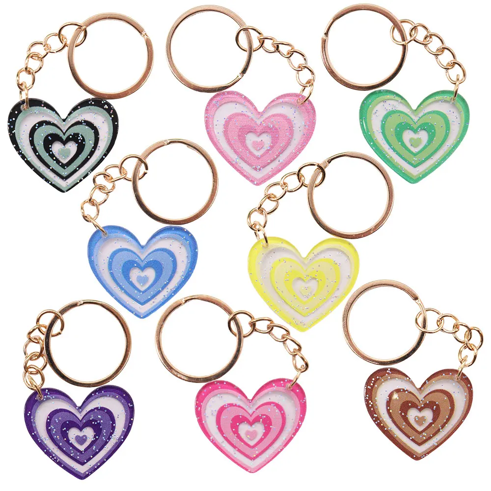 1PCS Key Holder Kawaii Colorful Cartoon Heart Soft Keychain Ornament Keyrings Organizer Dust Cover Handbag Accessories Kid Gift