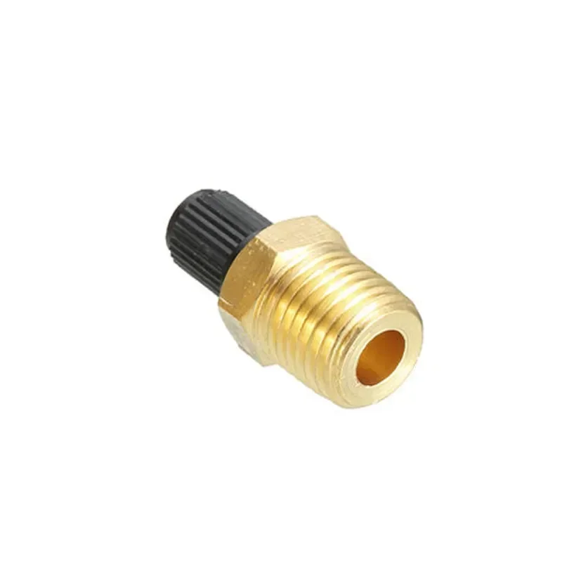 New 1/4 Inch NPT Solid Nickel Plated Brass Air Compressor Tank Fill Valve With Installed Core And Black Plastic Cap NEW