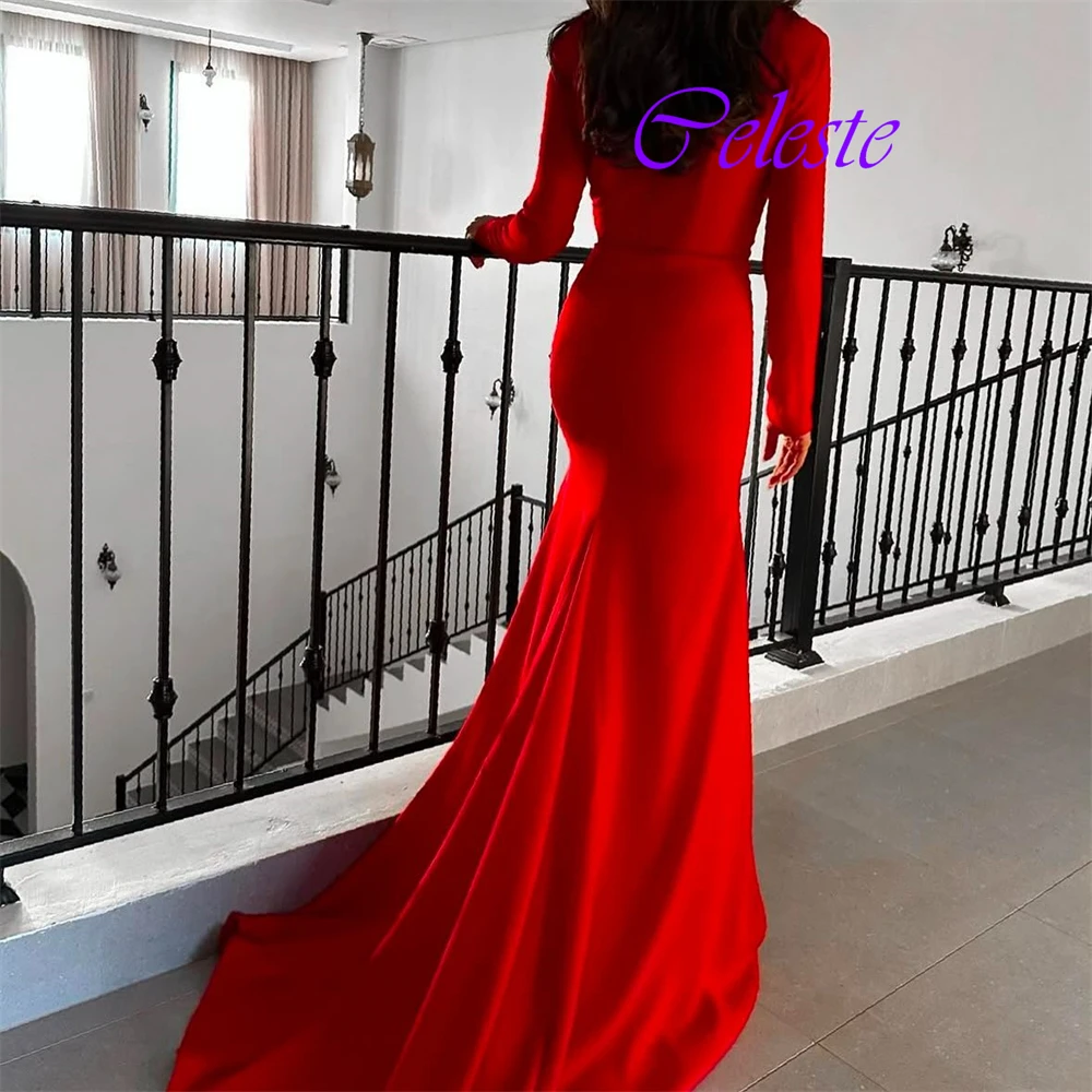 Customized Sexy Cap Sleeve Long Sleeves Evening Dress Exquisite Jersey Prom Dresses Delicate Mermaid Party Gowns For Woman