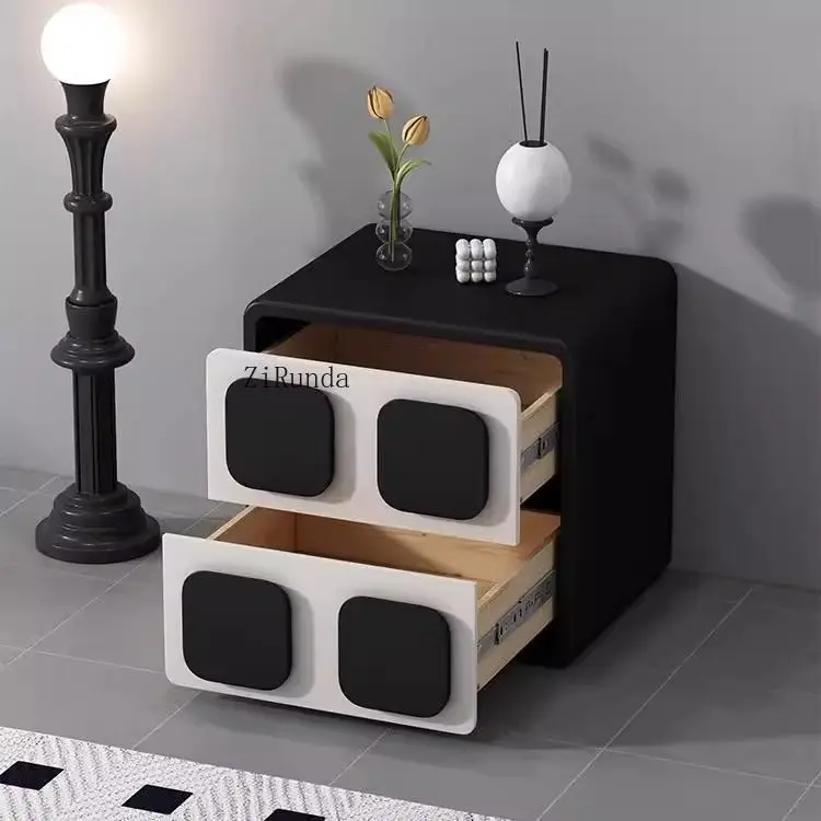 Creative Square Solid Wood Lockers Modern Bedroom Stackable Storage High Appearance Horizontal Bedside Tables