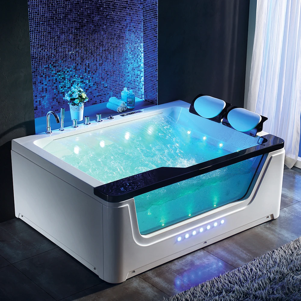 

Luxury Two People Waterfall Smart Control Large Size Acrylic Massage Whirlpool Bathtub