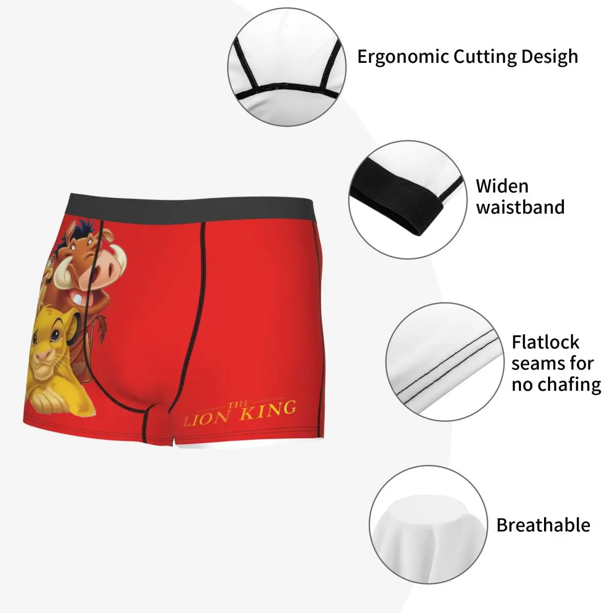 Disney｠The Lion King｠Film Simba Timon And Pumbaa Classic Underpants Cotton Panties Men\'s Underwear Comfortable Boxer Briefs