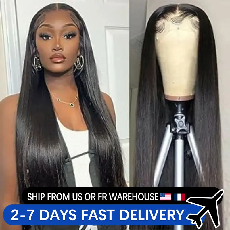 30 Inch Bone Straight 13x6 HD Lace Frontal Wigs PrePlucked Brazilian Transparent Lace Front Human Hair For Women 4x4 Closure Wig