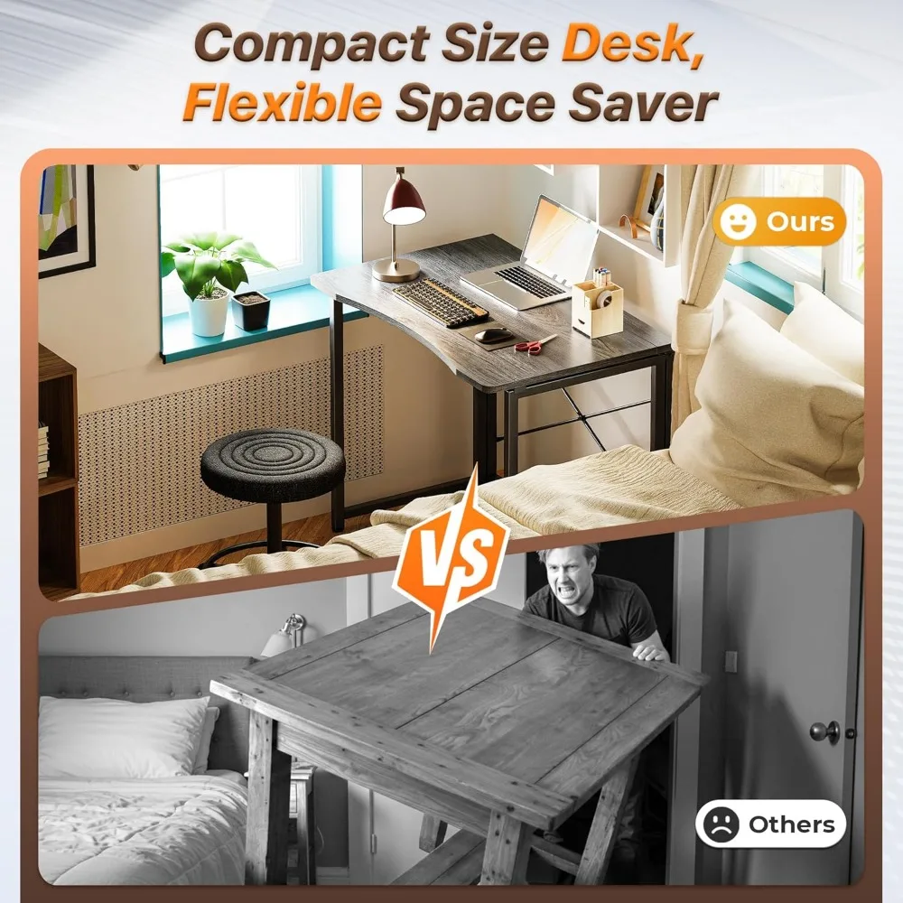 Space-Saving Foldable Desk 31.5 Inch for Small Spaces, Home Office, Study, Bedroom, Dorm Use, Compact Computer Table