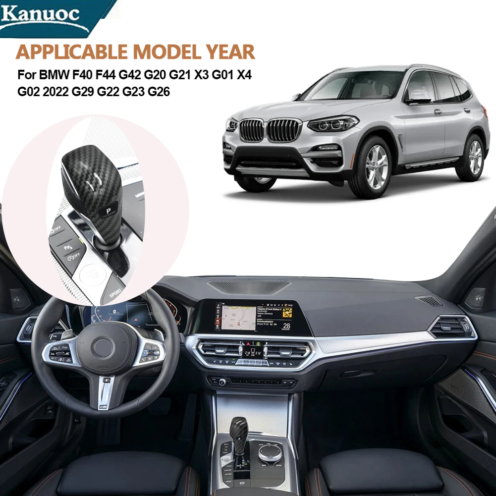 

For BMW F40 F44 G42 G20 G21 X3 G01 X4 G02 2022 G29 G22 G23 G26 ABS Carbon Fiber Car Gear Shift Knob Gear Head Cover Case Trim