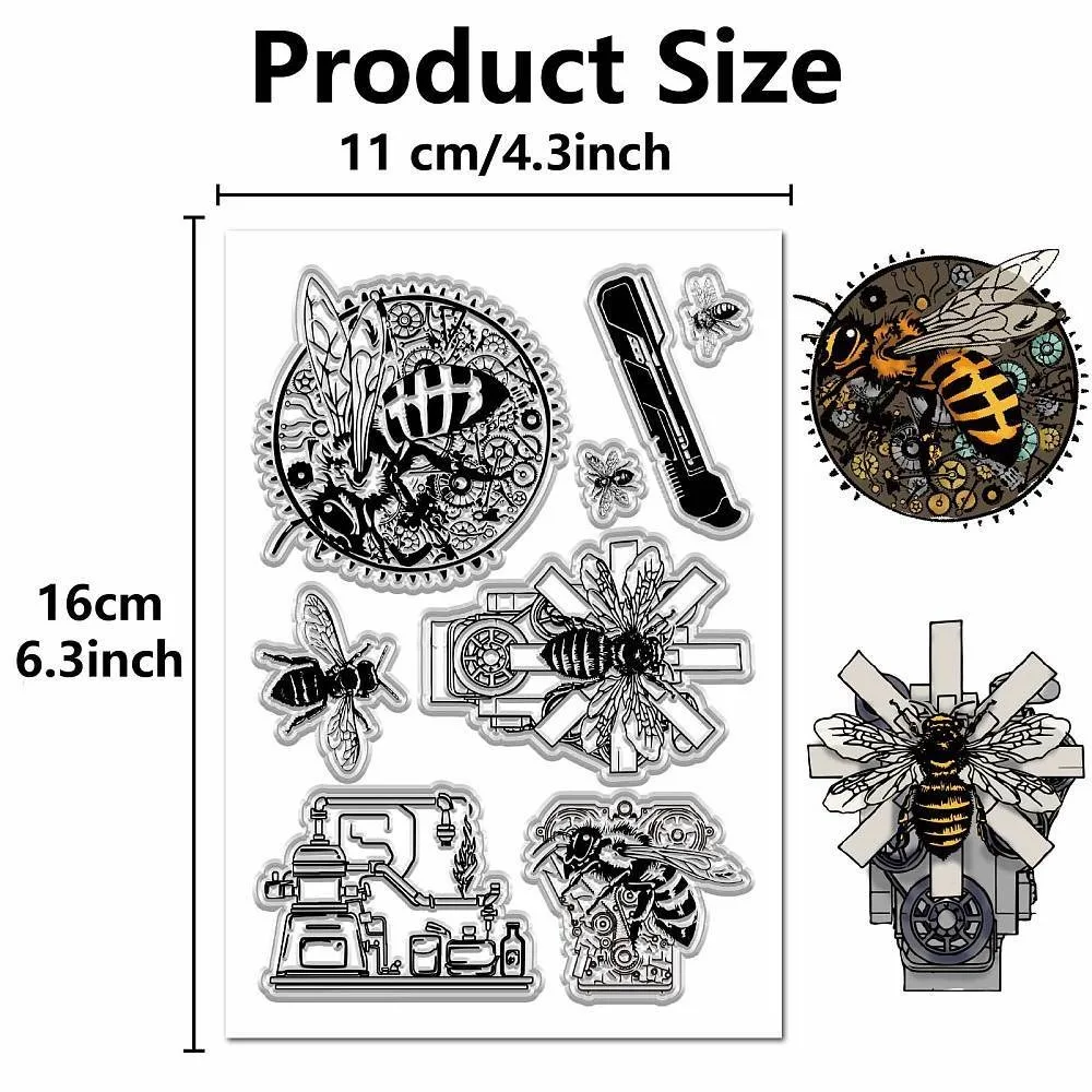 Bee Stamps Insect Stamp Clear Animal Seals Vintage Retro Transparent Reusable Craft Stamps for Handmade Journaling Card Photo