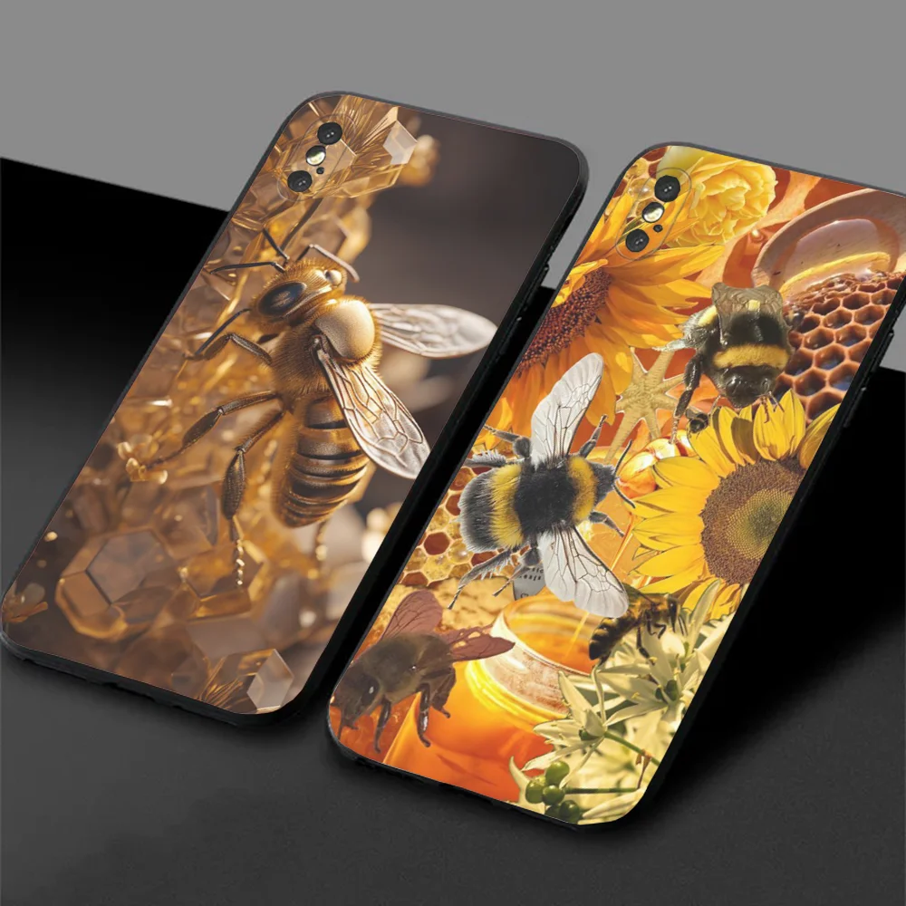 

Honey Bee Phone Case For Samsung S24,23,22,30,21,10,9,Ultra,Plus,Lite,FE,5G Black Soft Case
