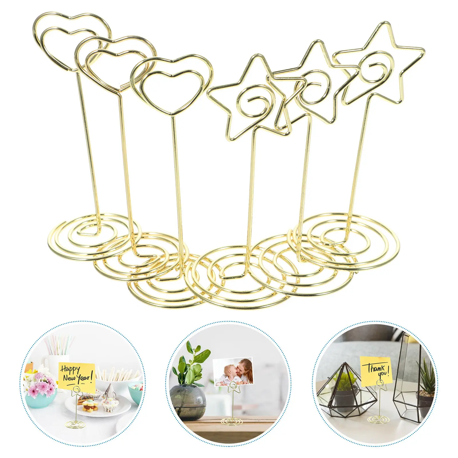6Pcs Love Heart Table Card Holders Number Clips Photo Memo Stand Wedding Table Sign Holder for Office Restaurant Menu Display