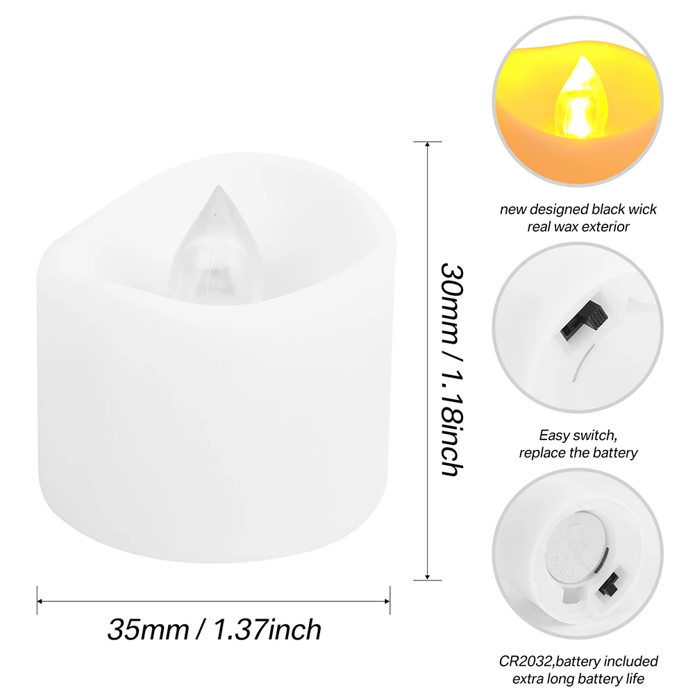 35 Candele LED Senza Fiamma Con Batterie AG10 Incluse – Effetto Cera Fusa, Luce Gialla Calda Per Decorazioni E Feste