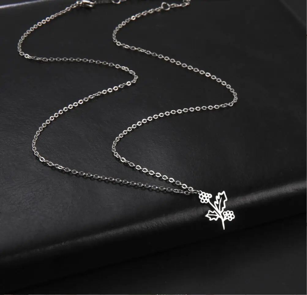 1PC Stainless Steel Necklace For Women Men Hollow Flower Shape Pendant Fashion Chain Yoga Chakra Necklaces Jewelry F1300
