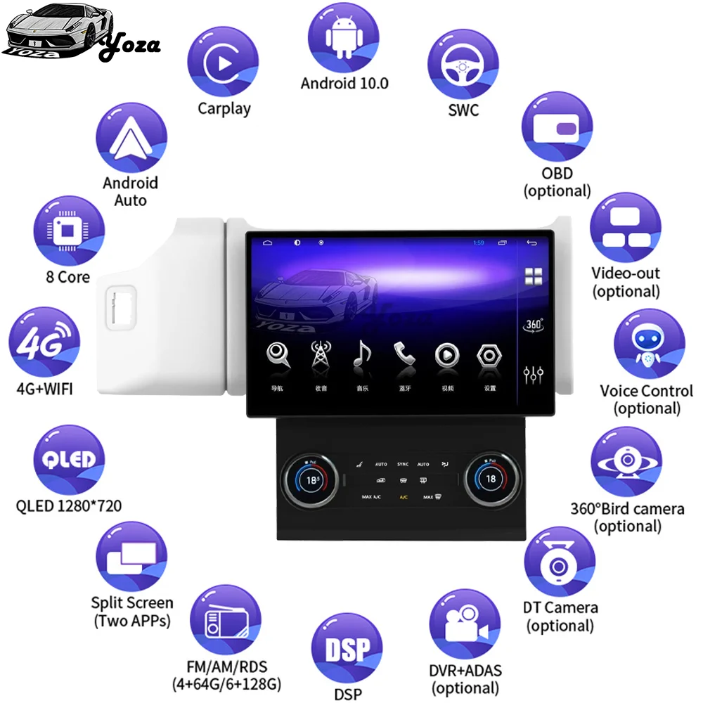 Yoza Carplay Car Radio For Land Rover Range Rover 2014-2021 Android11 Touch Screen Multimedia Player GPS Navigation Stereo 5G