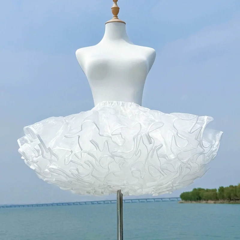 Short Lolita Dress White Petticoat Fluffy Skirt Support Boneless Soft Yarn Canopy Dress Accessory Sweet Girl Japan 35CM/40CM