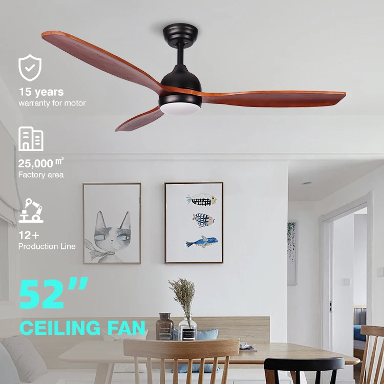 Home Decoration 3 Blades 52 Inch 6 Speed Adjustable Intelligent Control Living Room Comfort Light Emitting Diode Solid