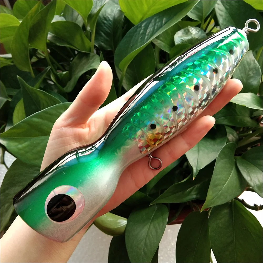 

1pc 18cm 120g Topwater Wood Lure Big Game Pencil Popper Bait Trolling Jigging Sea Fishing Stickbait For GT Kingfish Tuna