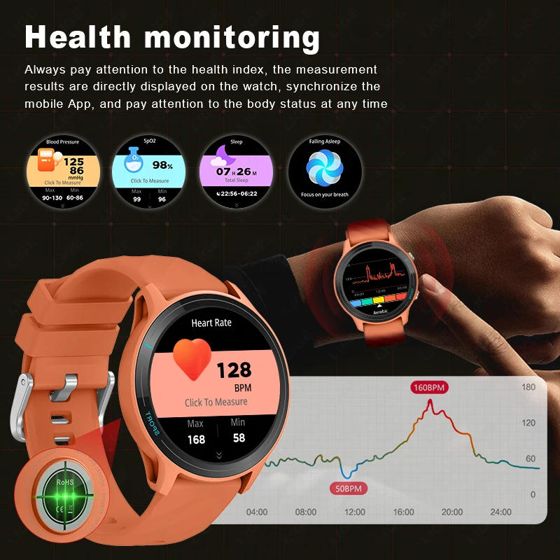 LIGE 2024 New Bluetooth Call Men Women Smart Watches Heart Rate Monitoring Health Bracelets Waterproof Sports Fitness Smartwatch