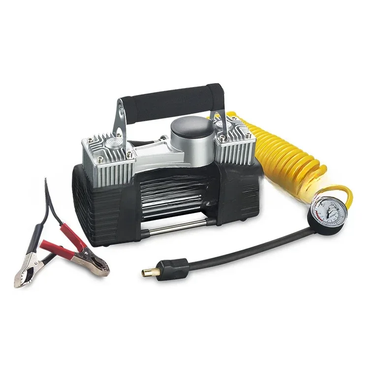 

Double cylinder, car air pump, metal car air pump, high power car tire air pump