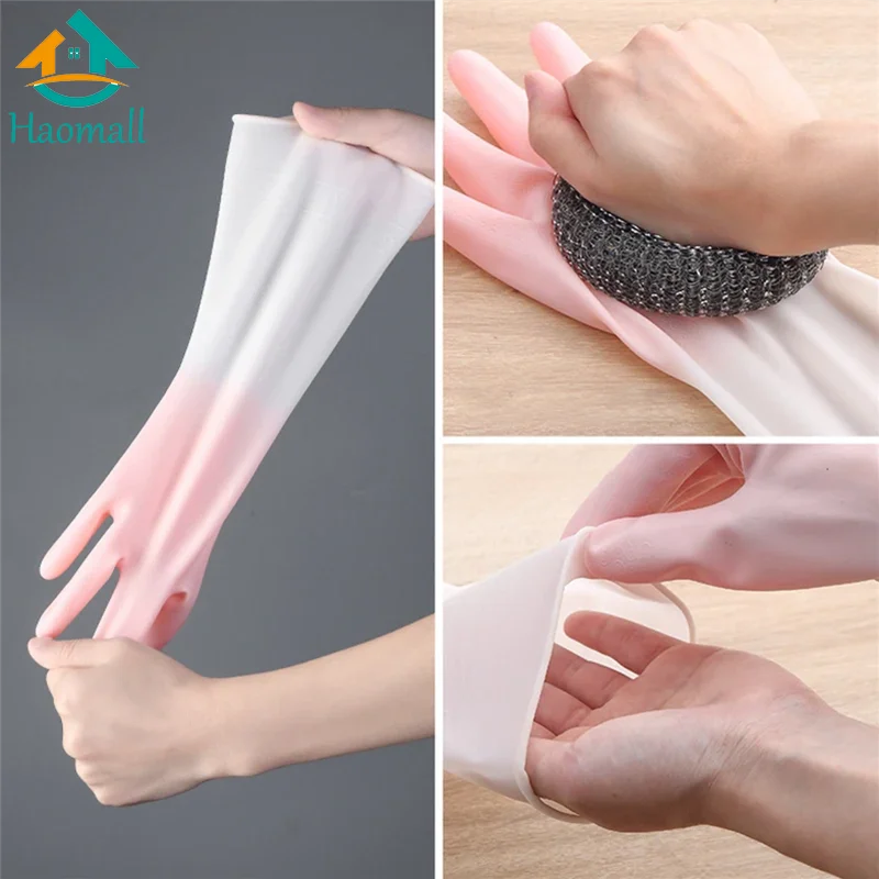 1Pair Silicone Cleaning Gloves Dishwashing Cleaning Gloves Scrubber Dish Washing Sponge Rubber Gloves Cleaning Tools