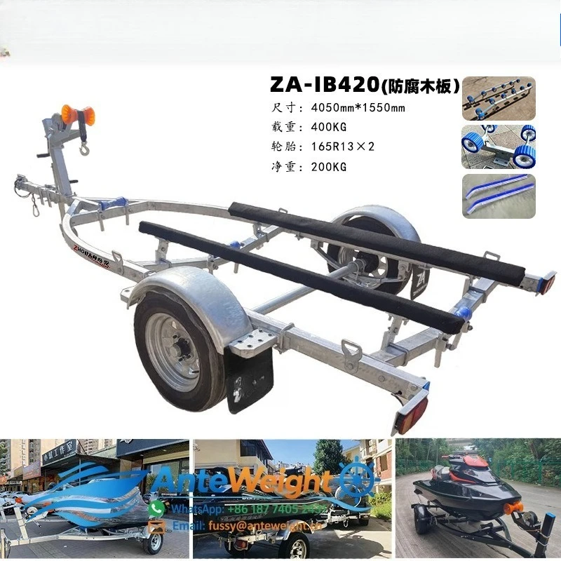 2-3 Person Jet Ski Trailer, 4-Wheel Speedboat Dolly