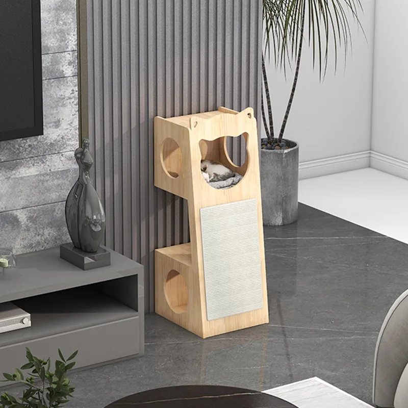 

*/*Solid Wood Cat Nest Cat House Semi-closed Cat Nest Four-season Universal Scratching Board Integrated Space Capsule