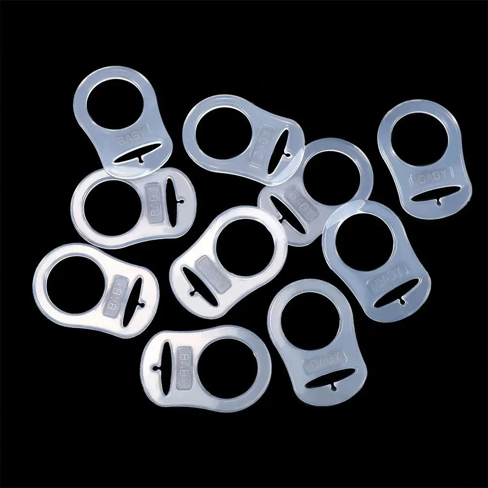 Lot Good Quality 10 Pcs Silicone Transparent Ring Style Adapter Pacifier Clip Dummy Pacifier Clip Adapter