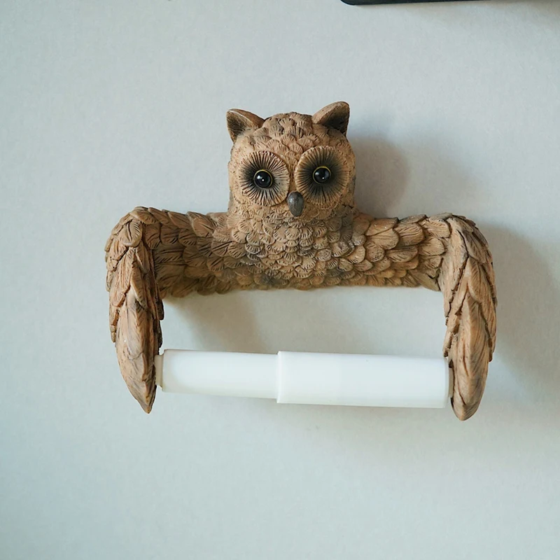 ノベルティフクロウトイレットペーパーホルダー、ティッシュホルダー、トイレ、家庭