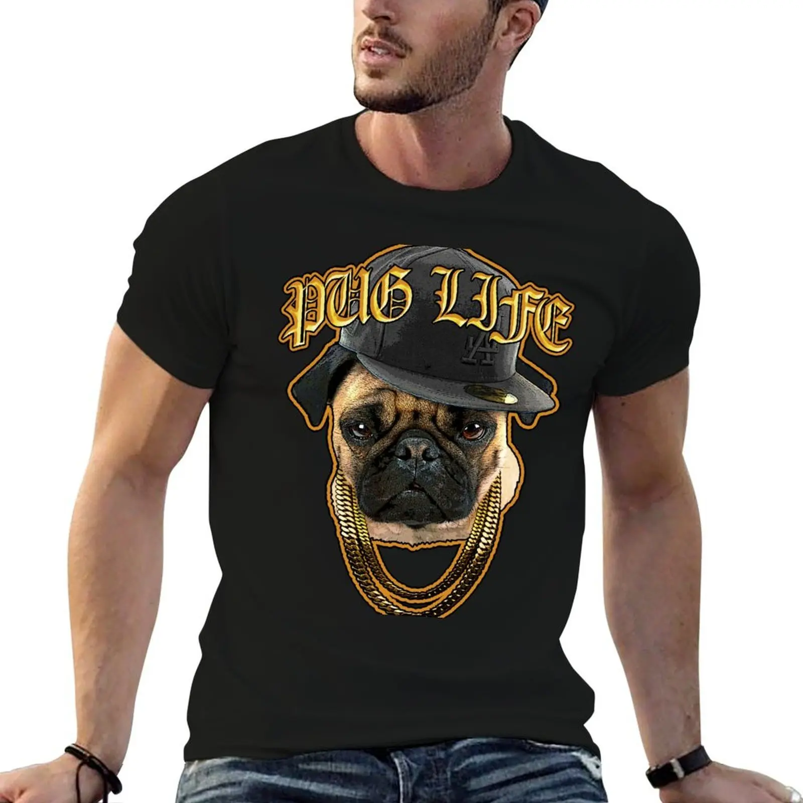 Pug Life T-Shirt t shirt men 100% cotton luxury brand t shirt man plain t shirt custom print T-shirt