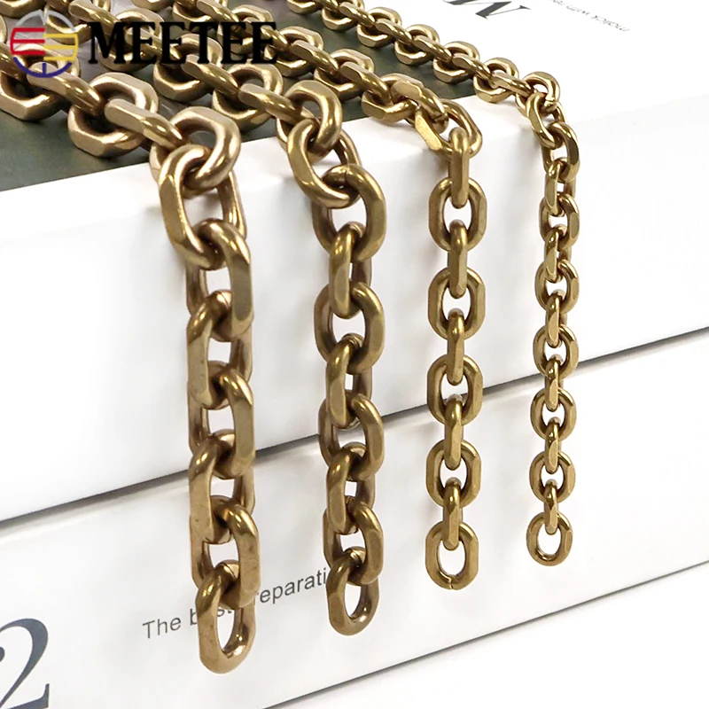 

50/100cm Solid Brass Metal Chain Belt Bag Strap Jeans Pants Wallet Handbag Decor Chains Connect Buckle DIY Hardware Accessories