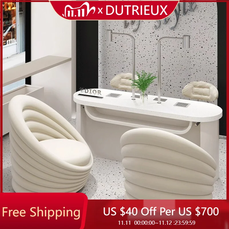 

Reception White Nail Desk Design Organizer Nordic Modern Manicure Table Drawer Makeup Minimalist Nageltisch Salon Furniture