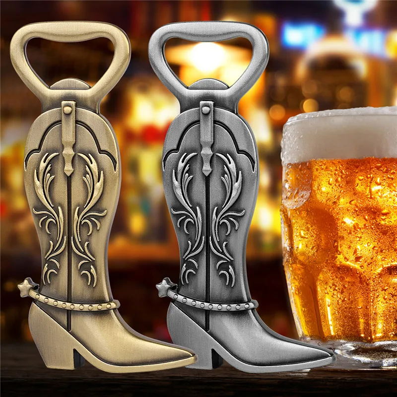 Unique Style Women's Cowboy Boots Shape Wine Openers Bottle Beer Opener Metal Corkscrew for Kitchen Barware Wedding Gift Set