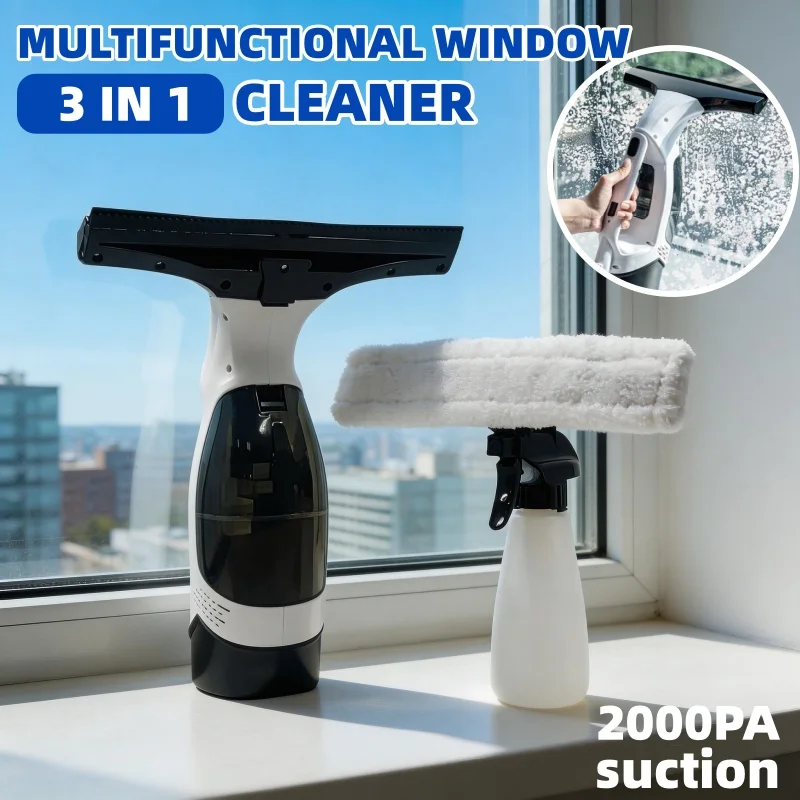 Household Cleaning Tools Silicone Head Glass Wiper Bathroom Tile Glass Strong Suction Window Cleaner Detachable Vacuum Cleaner