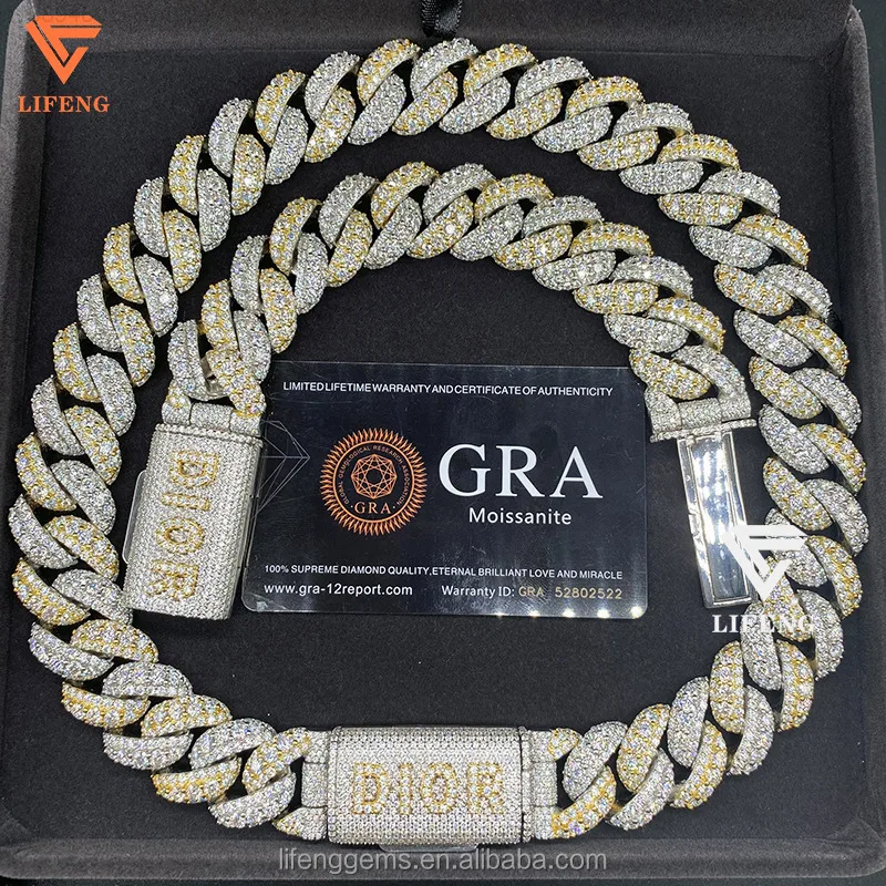 

Custom New Design 925 Sterling Silver Hip Hop Cuban Link Chain Iced Out VVS Moissanite Diamond Lock Box Necklace for Men