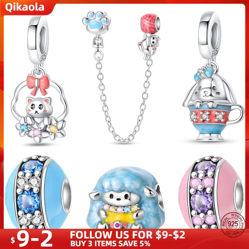 

S925 Sterling Silver Creative Small Animal Charms Fit Original pand 3mm Bracelet&Bangle For Women Birthday Fine Jewelry Gift New