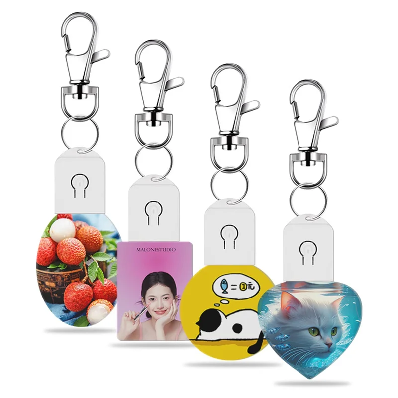 ABNM 4 pièces LED Sublimation porte-clés vierge acrylique éclairé transfert bricolage artisanat automne Thanksgiving noël porte-clés cadeau carré