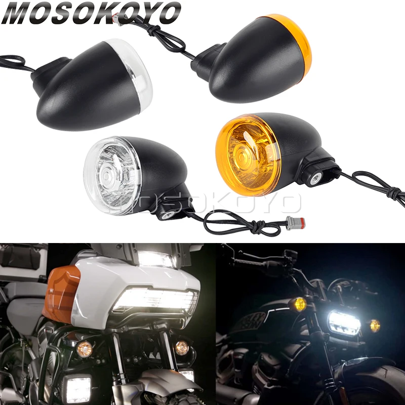 For Harley Nightster 975 Sportster S Pan America 1250 21+ Motorcycle Front Rear Amber Light Turn Signals Indicators LED Flashing