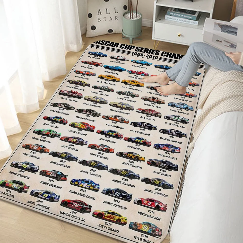 N-NASCARS Racing Car Floor Mat Bathroom Mat Kids Room Bedroom Decoration Balcony Anti-Slip Living Room Bedside Area Rug Room Mat