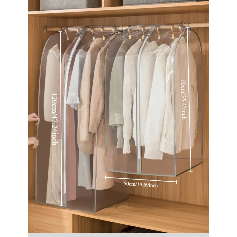 Clothes Dust Cover Bedroom Closet Hanging Floor Transparent Household Coat Dust Cover Garment Rack Cover Storage Organizer
