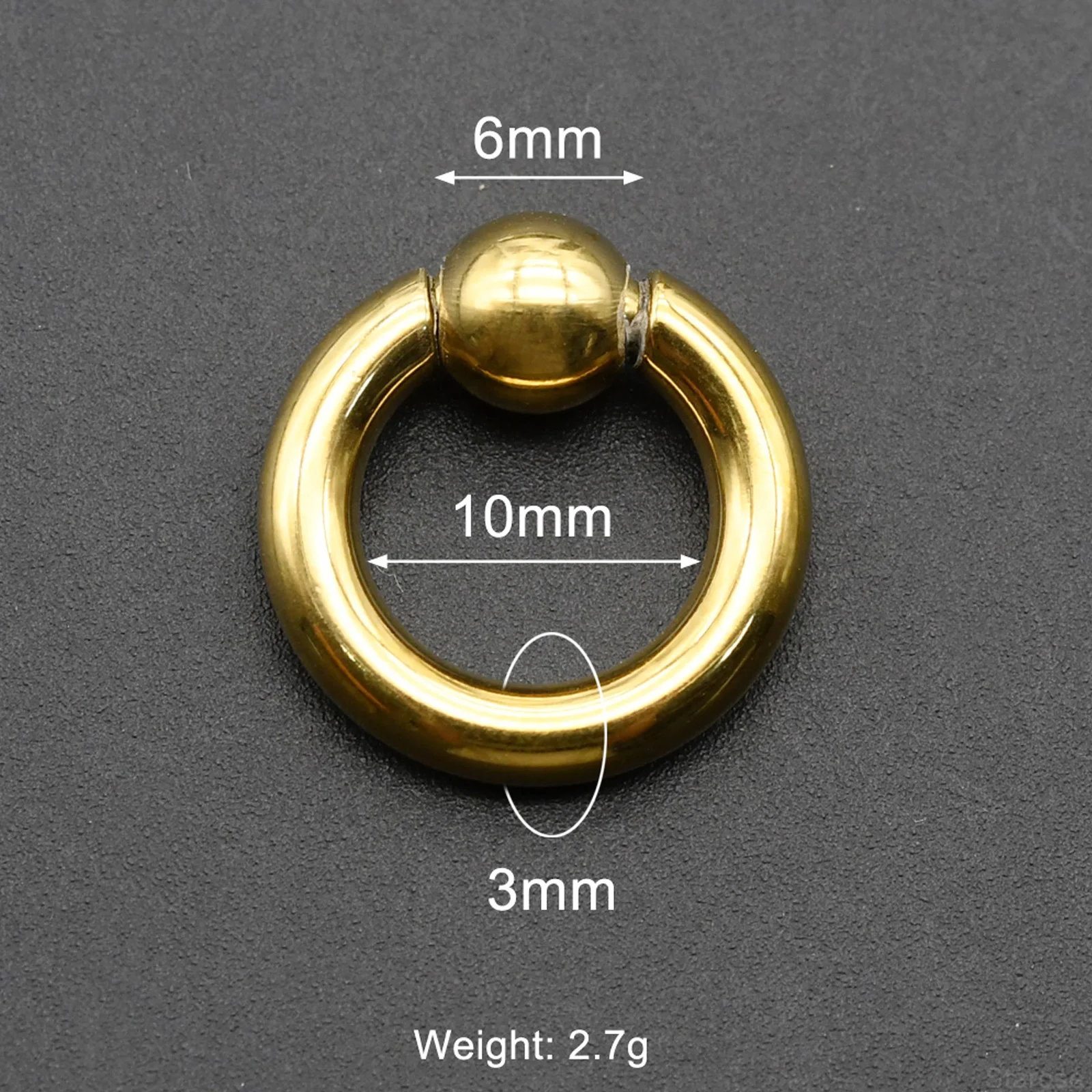 Large Gauge Surgical Steel Septum Piercing Nose Ring, Captive Bead