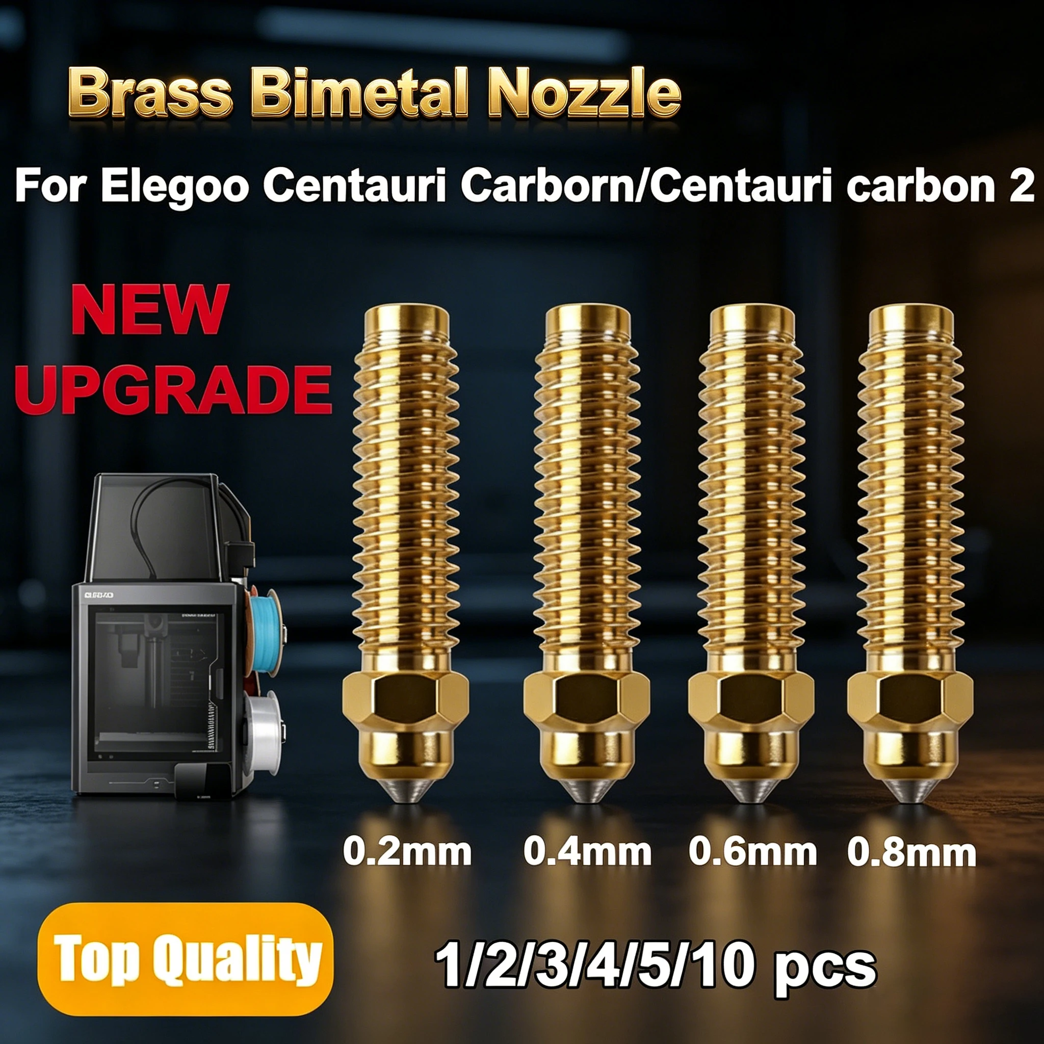 

Brass Bimetallic Nozzle For Elegoo Centauri Carbon 0.2/0.4/0.6/0.8mm Nozzles For Centauri Carbon 3D Printer Replacement Parts