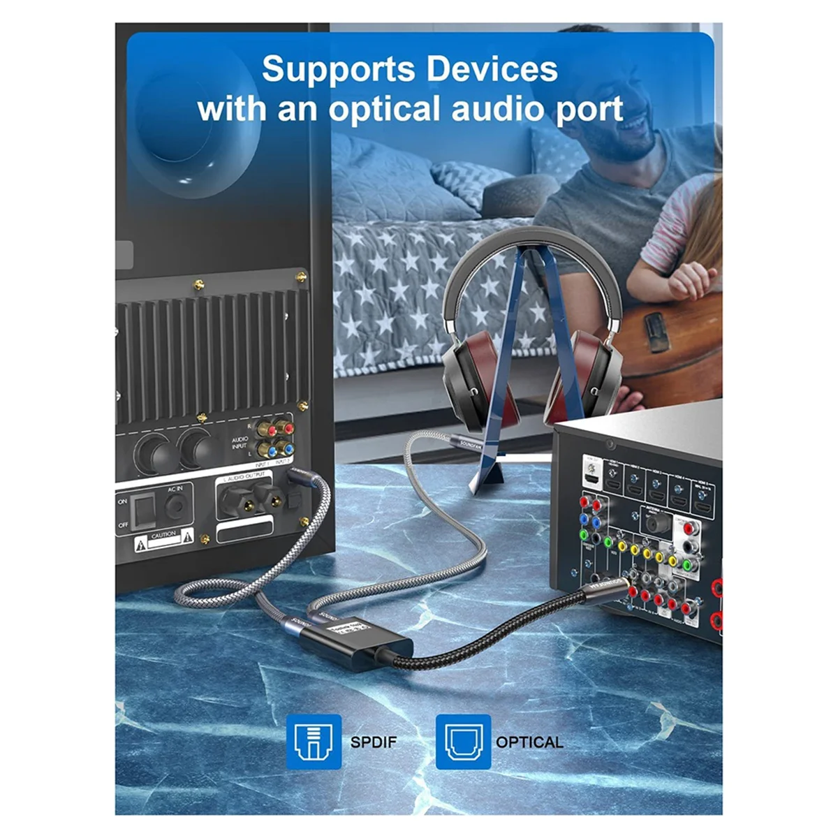 A51I Cavo in fibra ottica Splitter Connettori 2 in 1 TV Adattatore cavo splitter audio in fibra ottica digitale